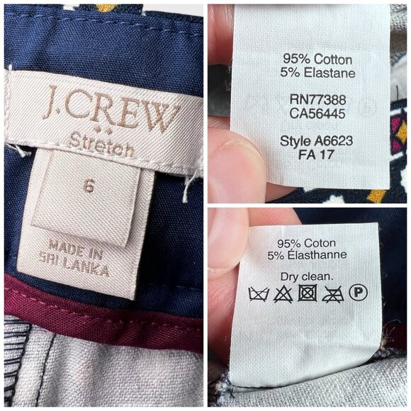 J.Crew Pixie Pants Navy Geometric Print Slim Cropped Ankle Size 6 - Picture 4 of 9